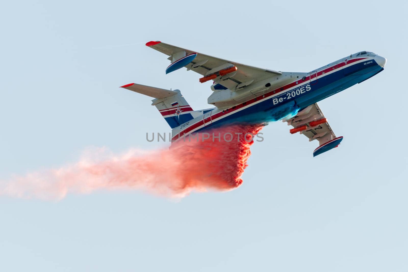August 30, 2019. Zhukovsky, Russia. Multipurpose amphibious aircraft Beriev Be-200 Altair  at the International Aviation and Space Salon MAKS 2019.