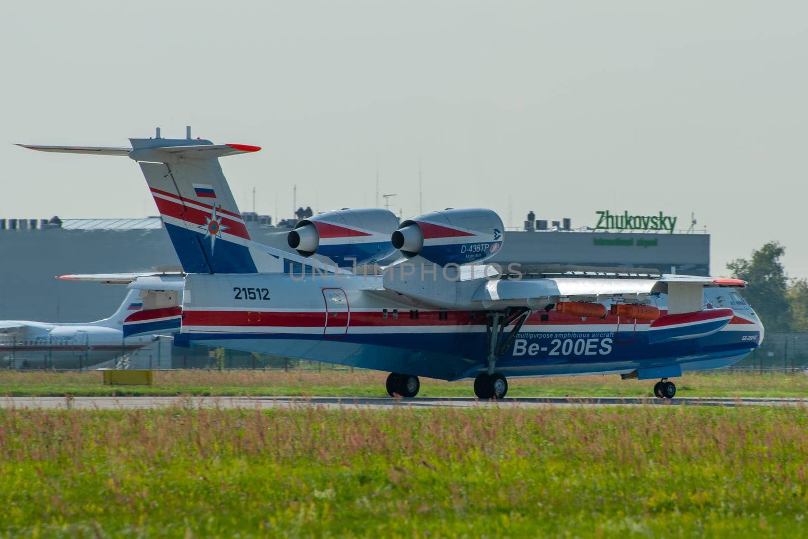 August 30, 2019. Zhukovsky, Russia. Multipurpose amphibious aircraft Beriev Be-200 Altair  at the International Aviation and Space Salon MAKS 2019.