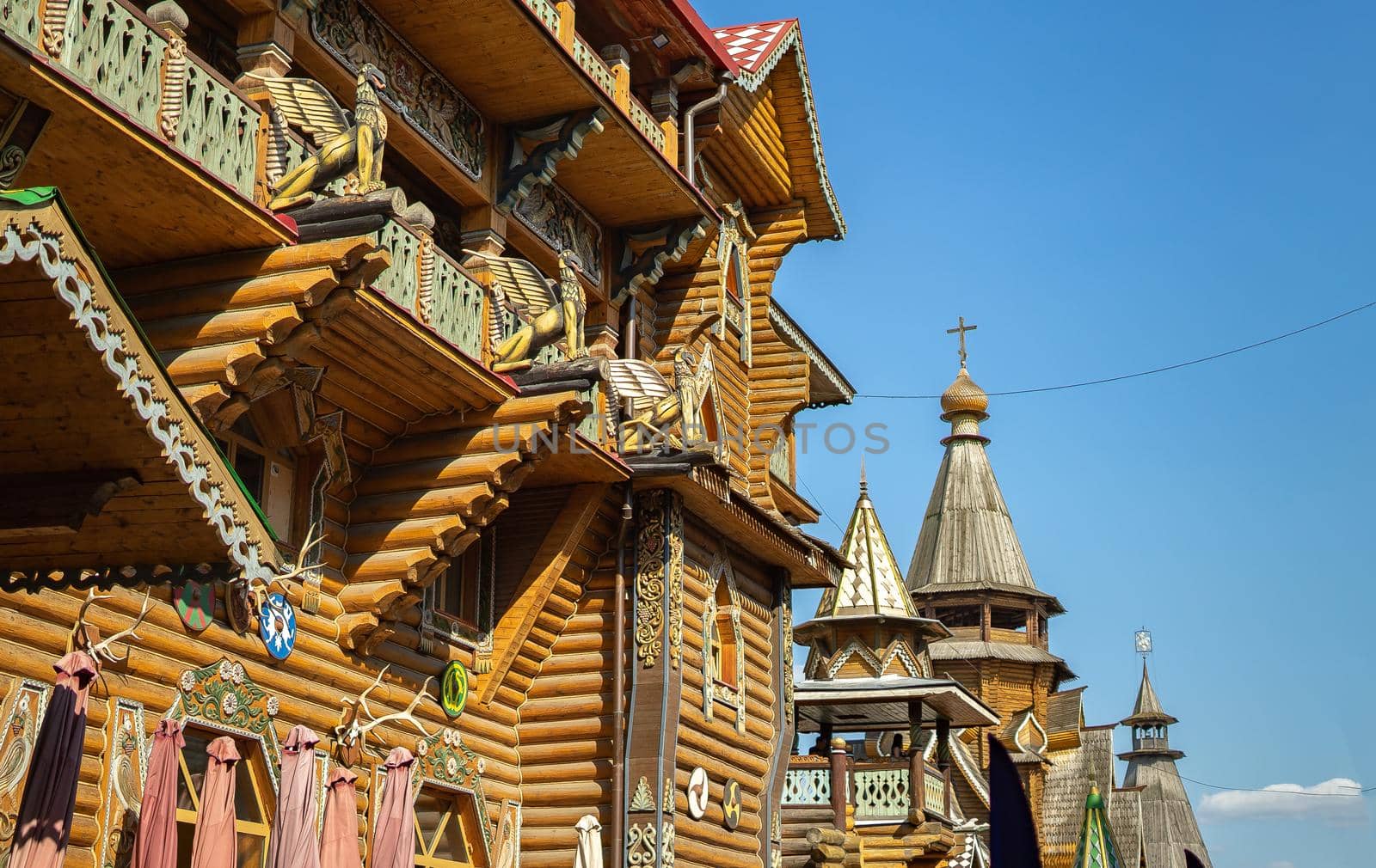 Buildings on the territory of the Izmailovsky Kremlin cultural and entertainment complex in Moscow.