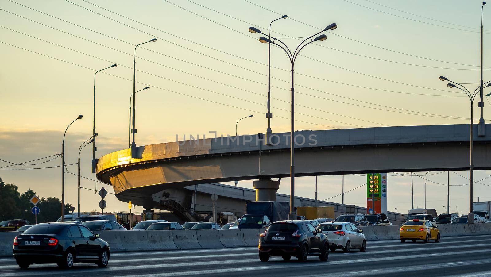 October 2, 2018, Moscow, Russia. Car traffic on the Moscow Ring Road in Moscow.