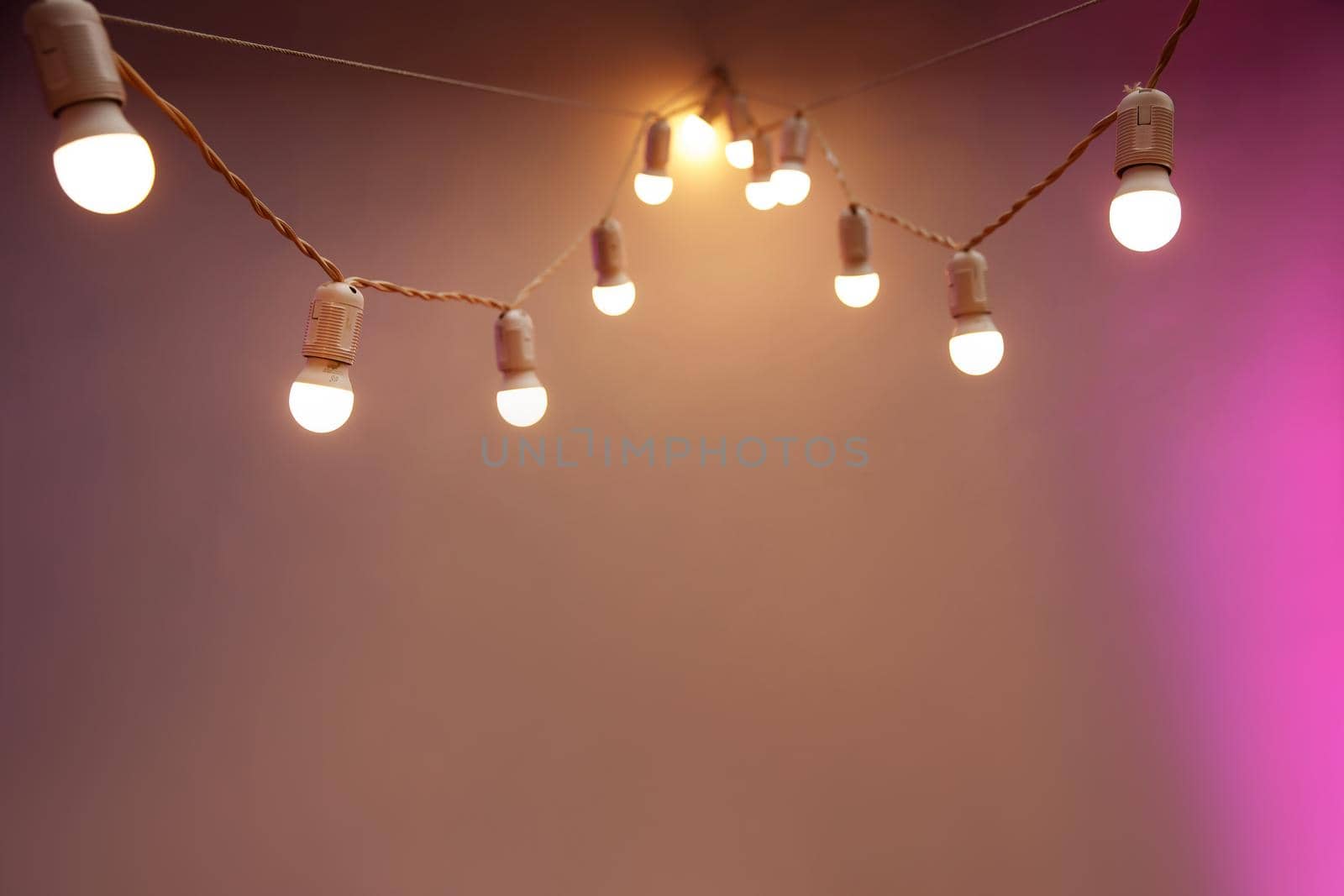 Garland of lamps, Light bulbs on a string. by 9parusnikov
