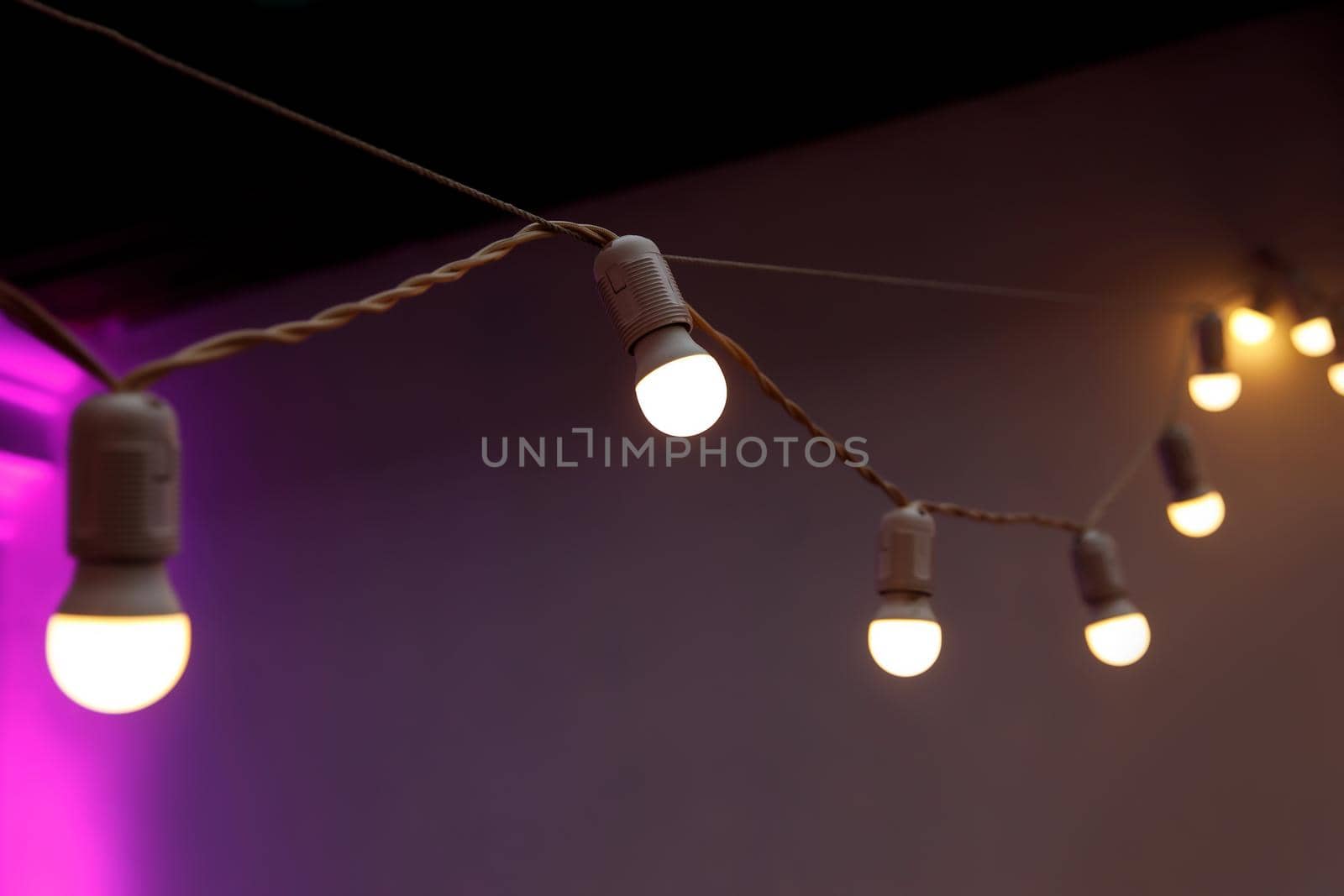 Garland of lamps, Light bulbs on a string. by 9parusnikov