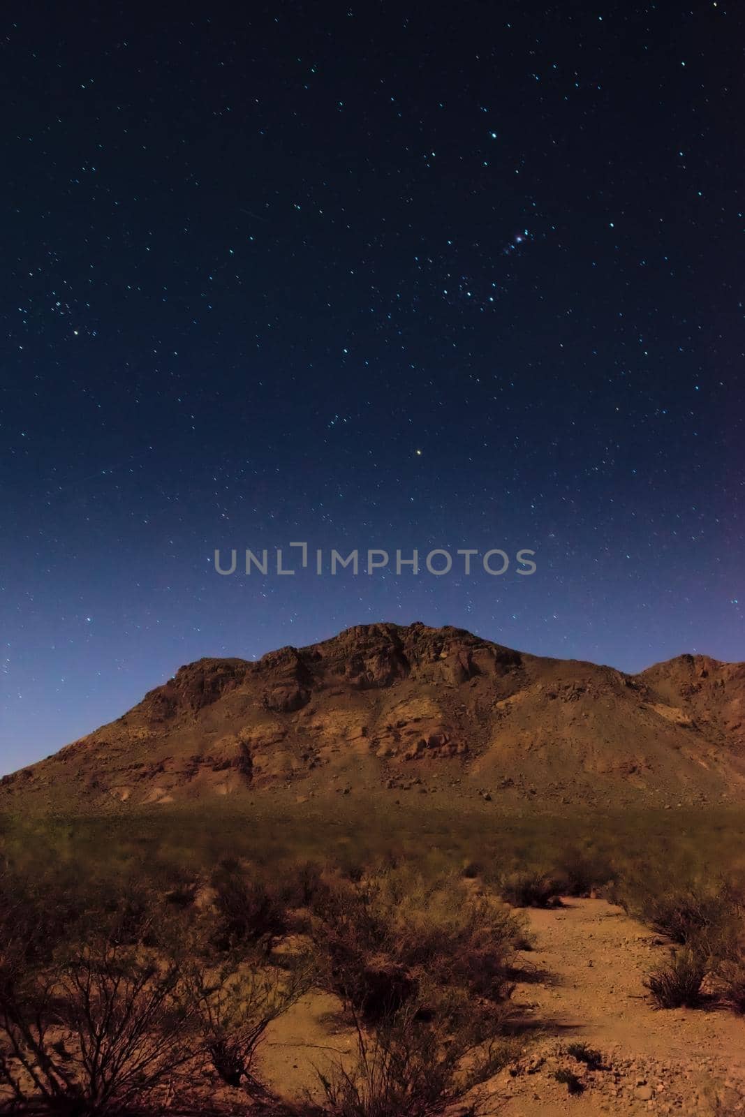 Deep starry sky over a sierra near Uspallata, Mendoza, Argentina.