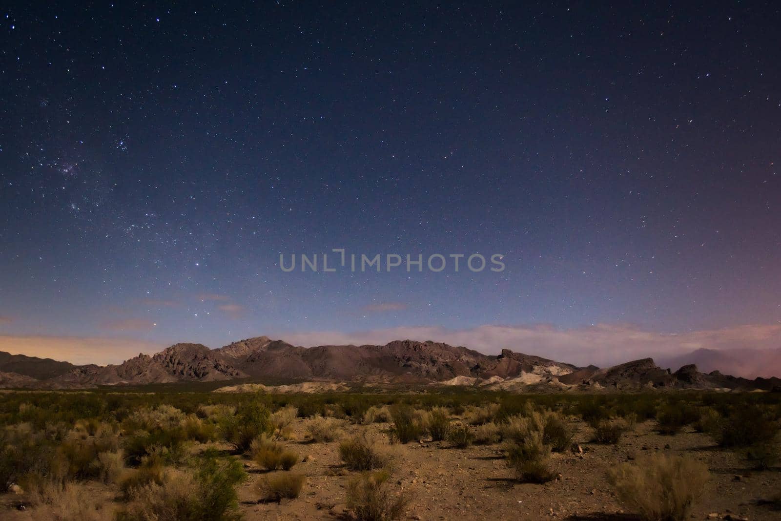 Starry night sky above the desert near Uspallata, Mendoza, Argentina.