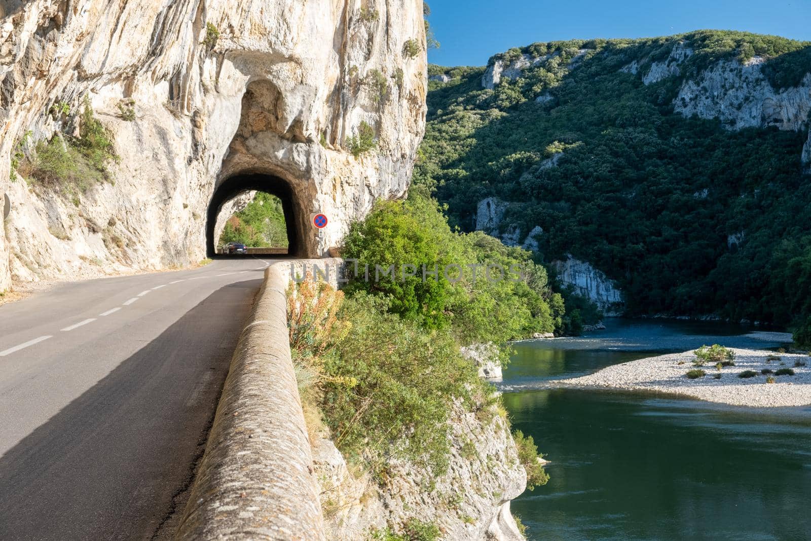 Ardeche France,view of Narural arch in Vallon Pont D'arc in Ardeche canyon in France by fokkebok