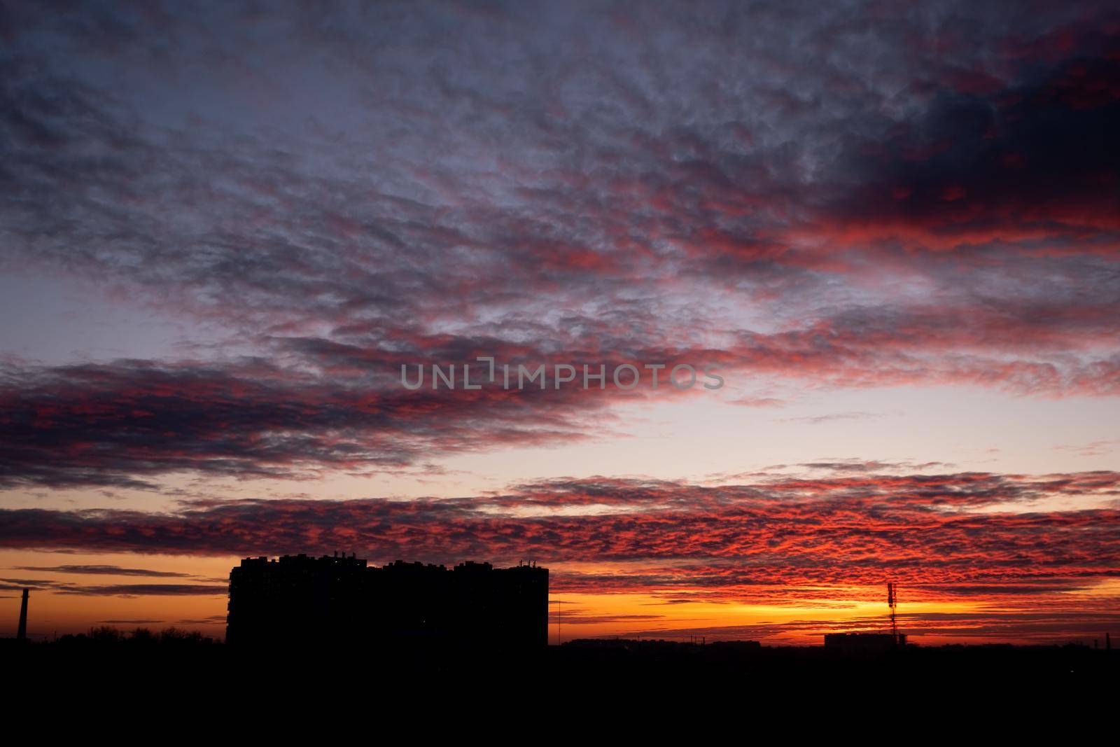 Beautiful sky after sunset over the city.