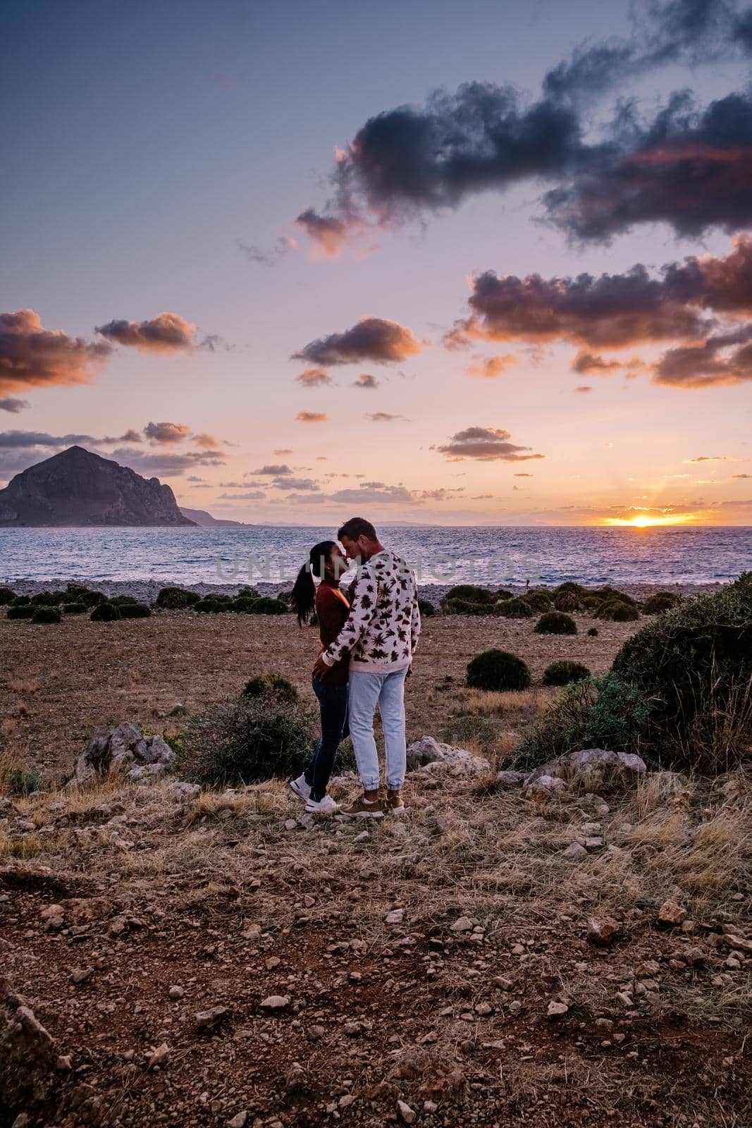 San Vito Lo Capo Sicily, San Vito lo Capo beach and Monte Monaco in background, north-western Sicily by fokkebok