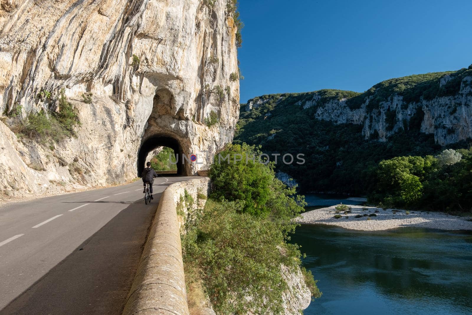 Ardeche France,view of Narural arch in Vallon Pont D'arc in Ardeche canyon in France by fokkebok