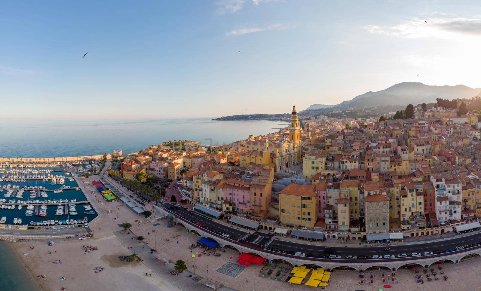 Menton France colorful city View on old part of Menton, Provence-Alpes-Cote d'Azur, France. High quality photo