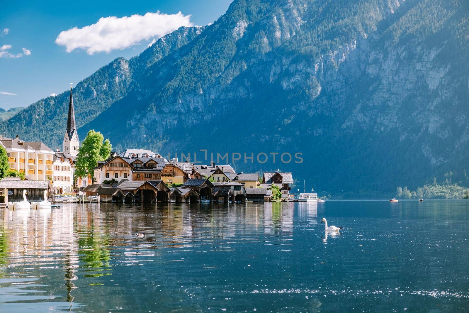 Hallstatt village on Hallstatter lake in Austrian Alps Austria Europe