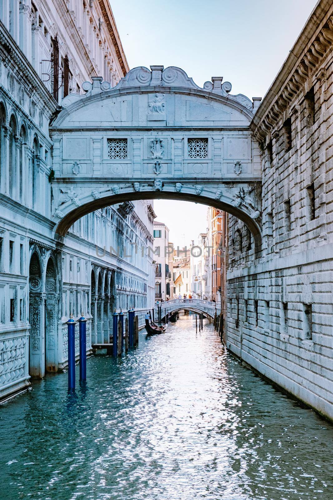 Beautiful venetian street in summer day, Italy Venice by fokkebok