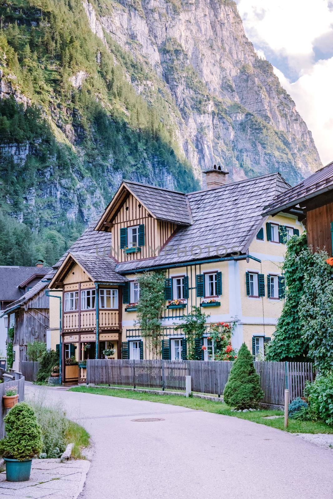 Hallstatt village on Hallstatter lake in Austrian Alps Austria June 2020 by fokkebok