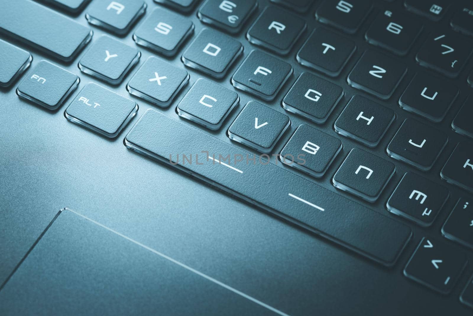 Laptop keyboard and touchpad: closeup picture