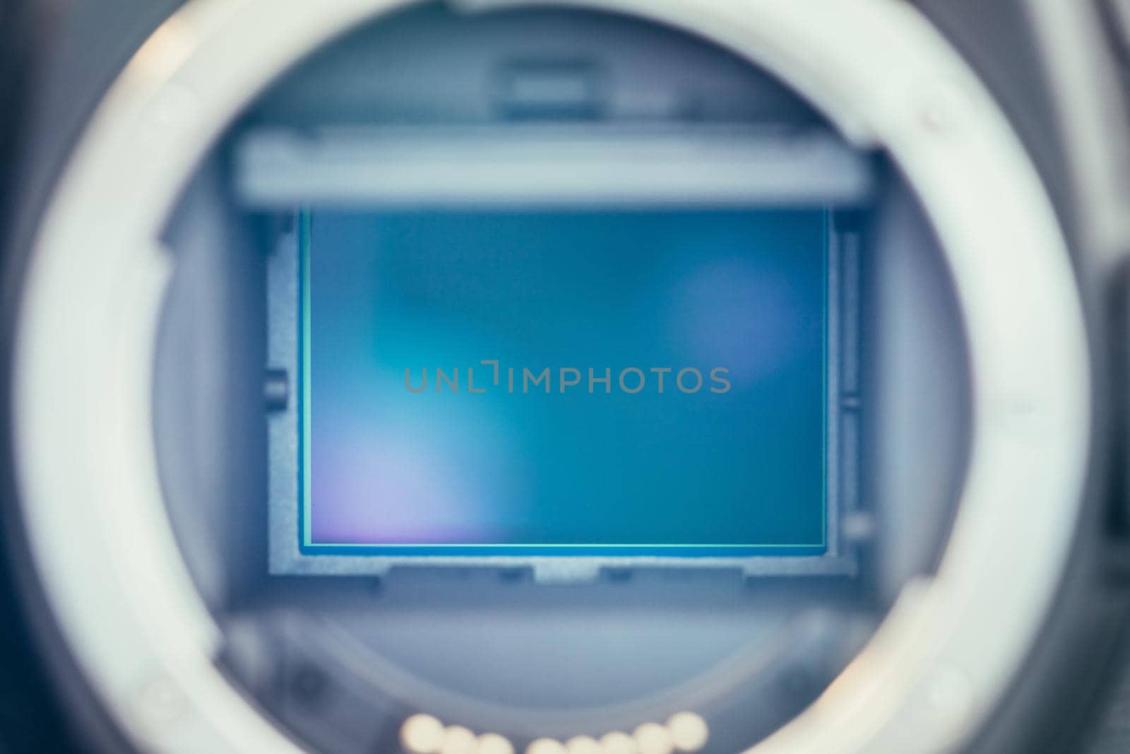 Close up picture of a camera sensor, professional reflex camera