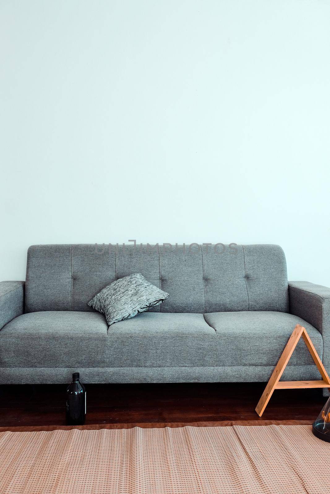 detail image of cushion on sofa, modern living room