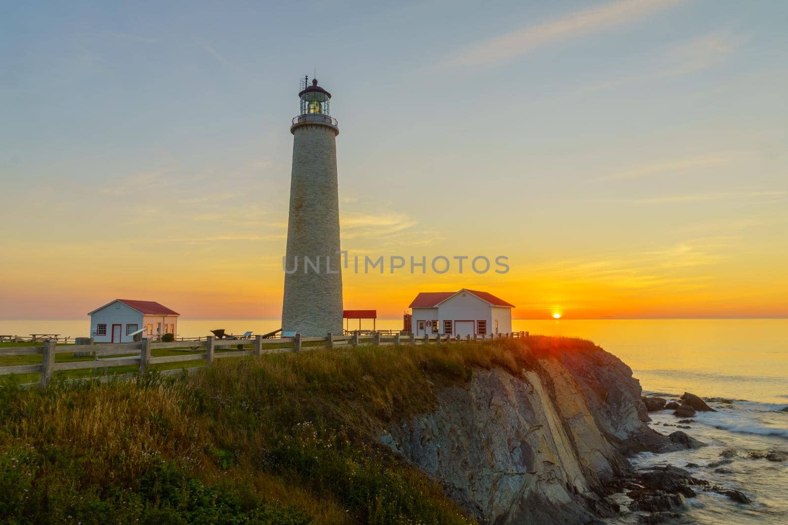 Sunrise in the Cap-des-Rosiers Lighthouse, Gaspe Peninsula, Quebec, Canada