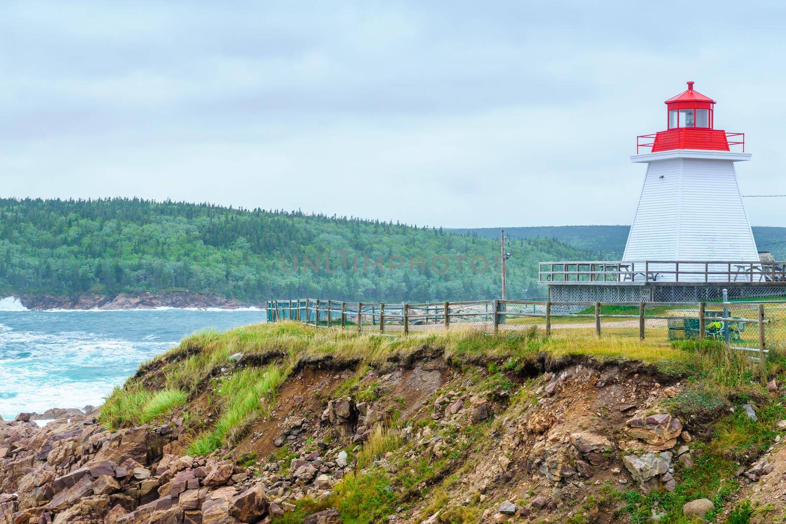 The Neils Harbour lighthouse, in Cape Breton island, Nova Scotia, Canada