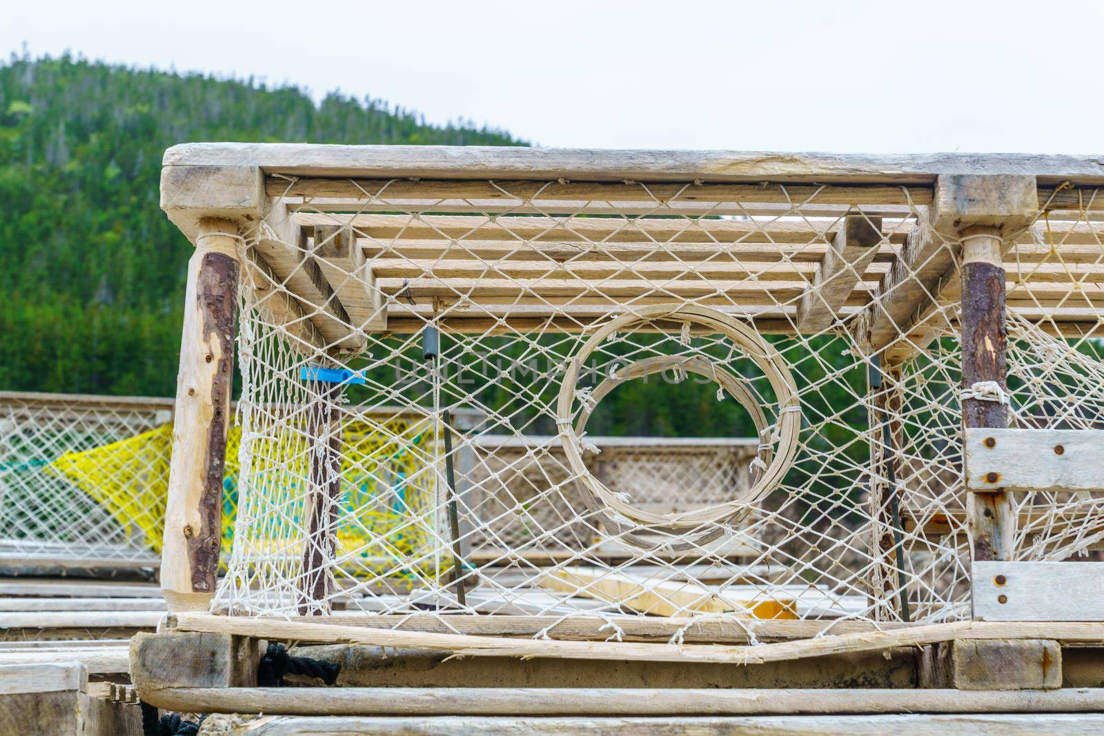 Lobster traps in White Point, Cape Breton island, Nova Scotia, Canada