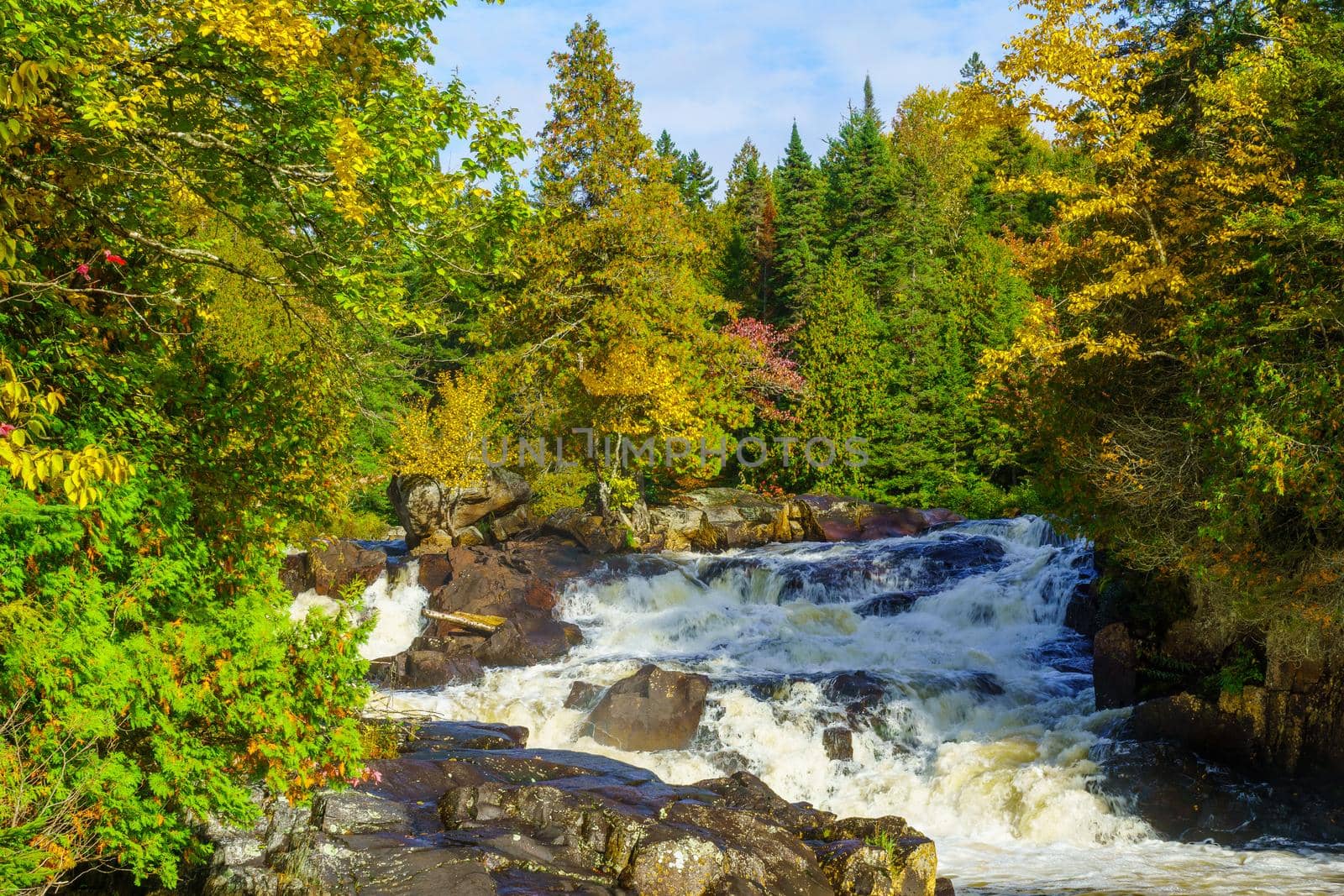 View of the Croches waterfall, in Mont Tremblant National Park, Quebec, Canada