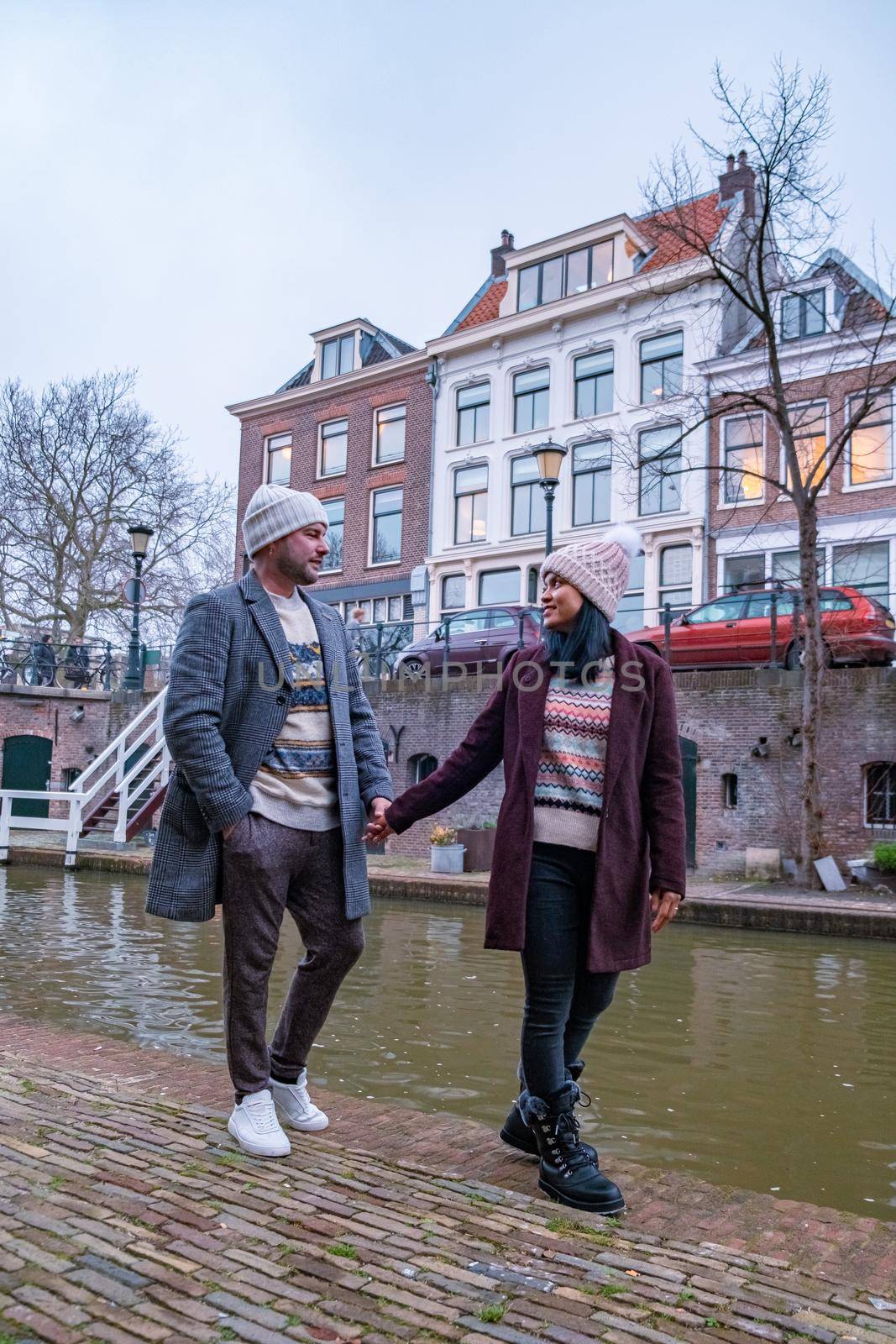 Traditional houses on the Oudegracht Old Canal in center of Utrecht, Netherlands Holland by fokkebok