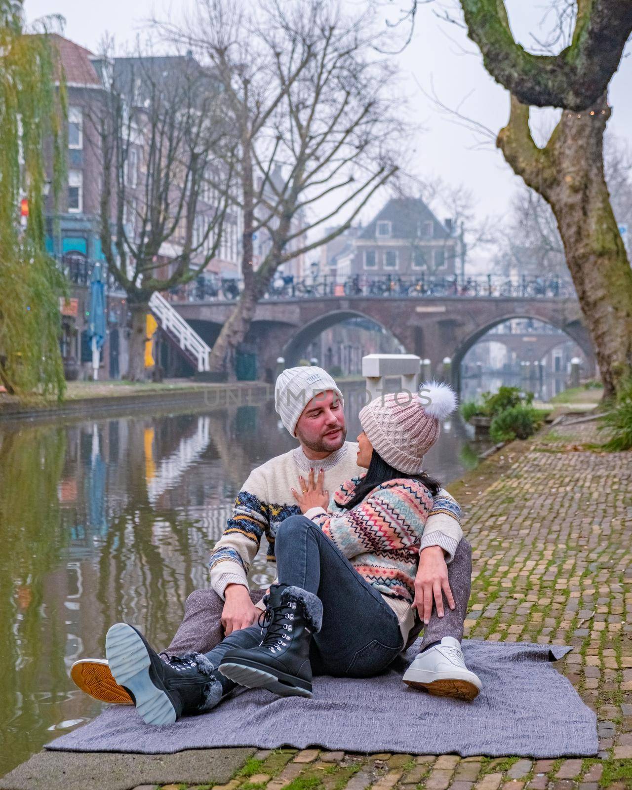 Traditional houses on traditional houses on the Oudegracht Old Canal in the center of Utrecht, Netherlands Holland Europe