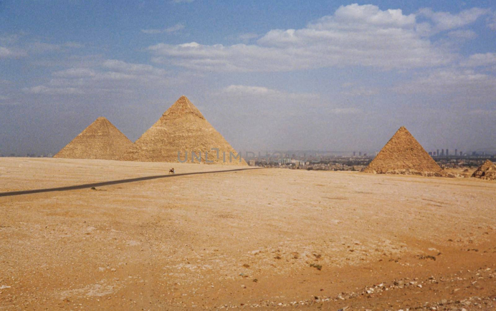 GIZA, EGYPT MAY 1987: Pyramid complex in Giza