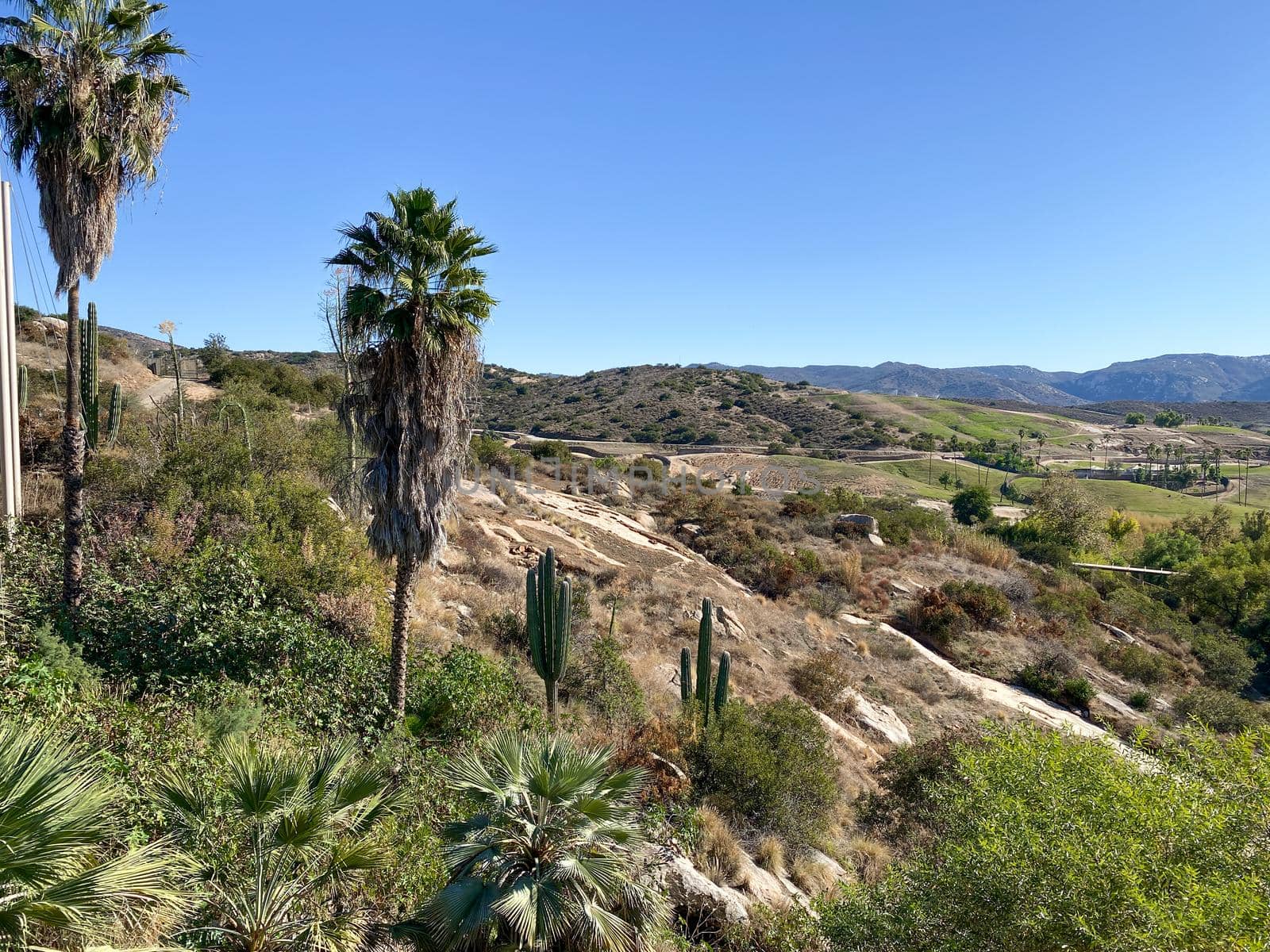 Valley and mountain view with blue sky in San Diego, California. USA