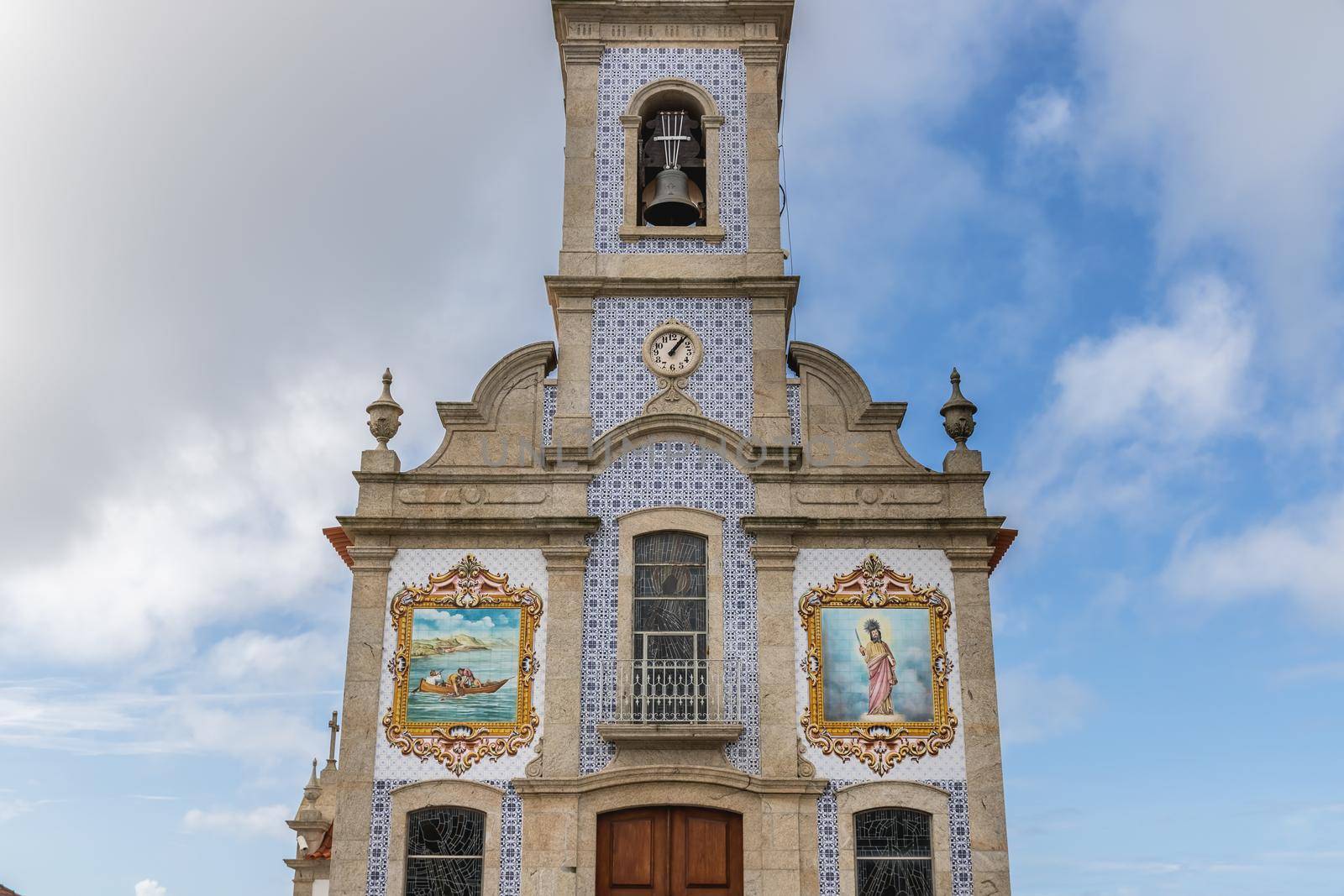 Mar, Esposende near Braga, Portugal: architectural detail of the church of S. Bartolomeu de Mar in a small village in northern Portugal on an autumn day