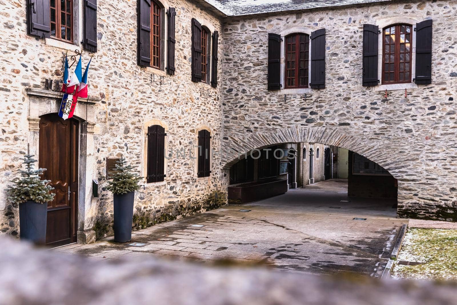 architectural detail of the town hall in Saint Lary Soulan by AtlanticEUROSTOXX