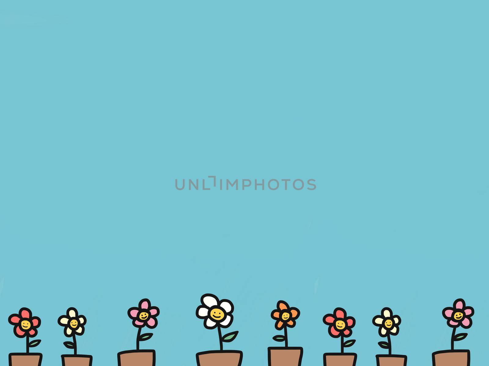 Flower pot and blue sky illustration by Yoopho