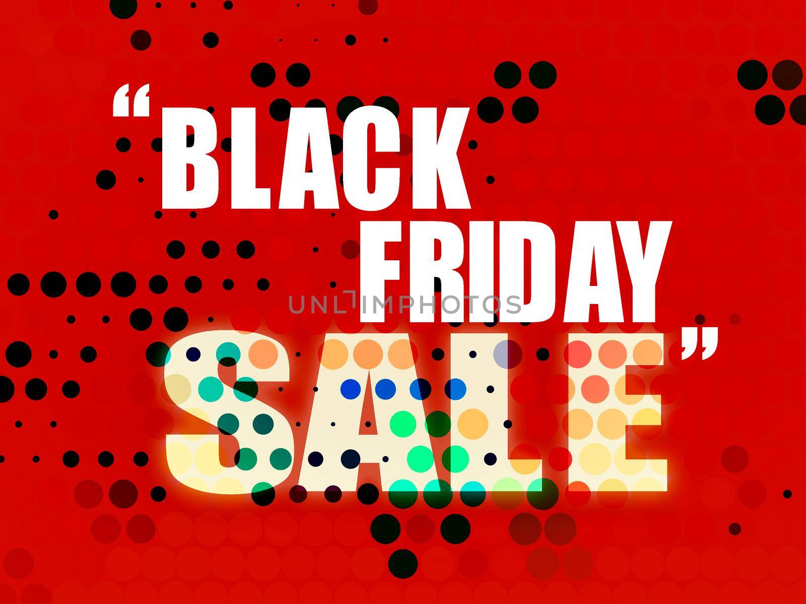 Black friday sale colorful word on black and red background illustration