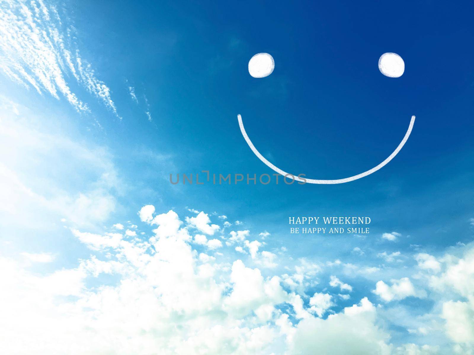 Smile face on beautiful blue sky and cloud by Yoopho