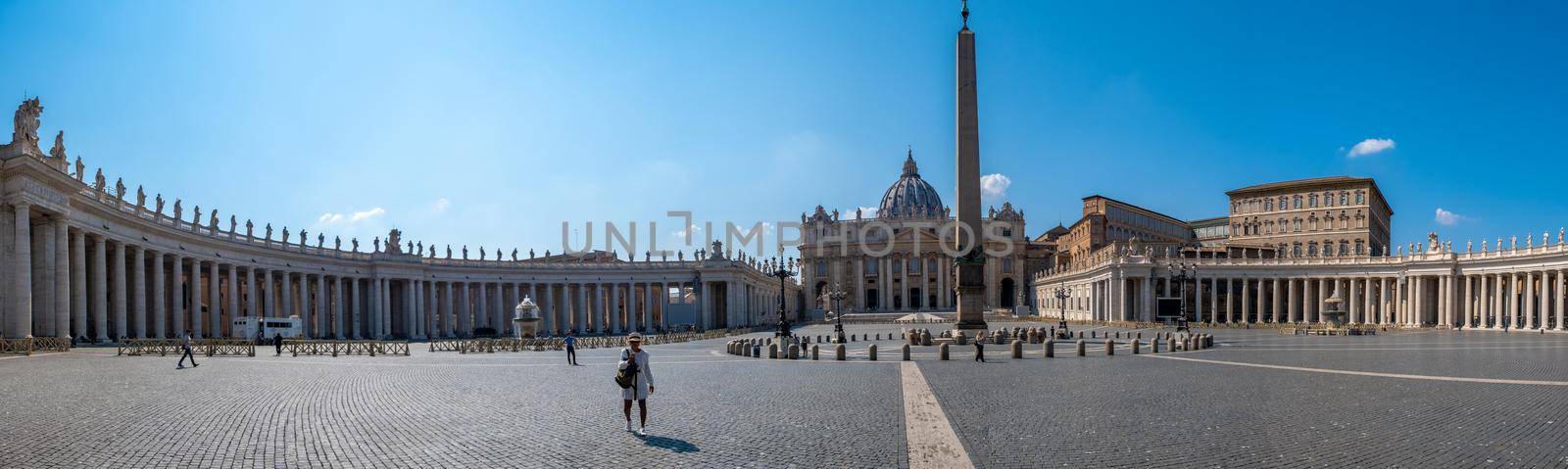 St. Peter's Basilica in the morning from Via della Conciliazione in Rome. Vatican City Rome Italy. Rome architecture and landmark. St. Peter's cathedral in Rome. Italian Renaissance church. by fokkebok