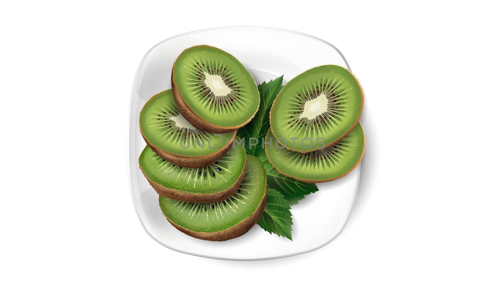 Kiwi on a white plate is great for your presentation.