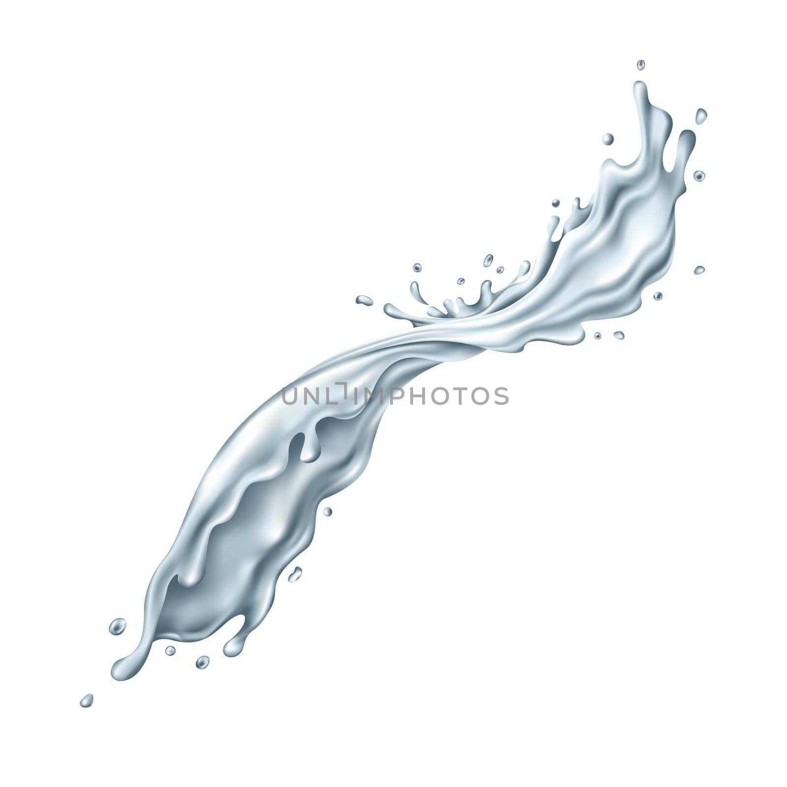 Clear water dynamic splash. Illustration in realistic style.