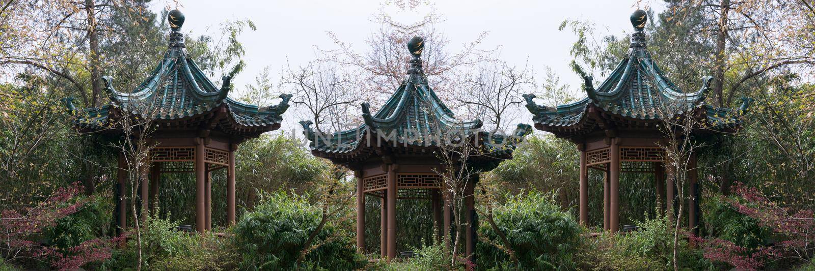 Chinese pavilion surrounded by trees     by JFsPic