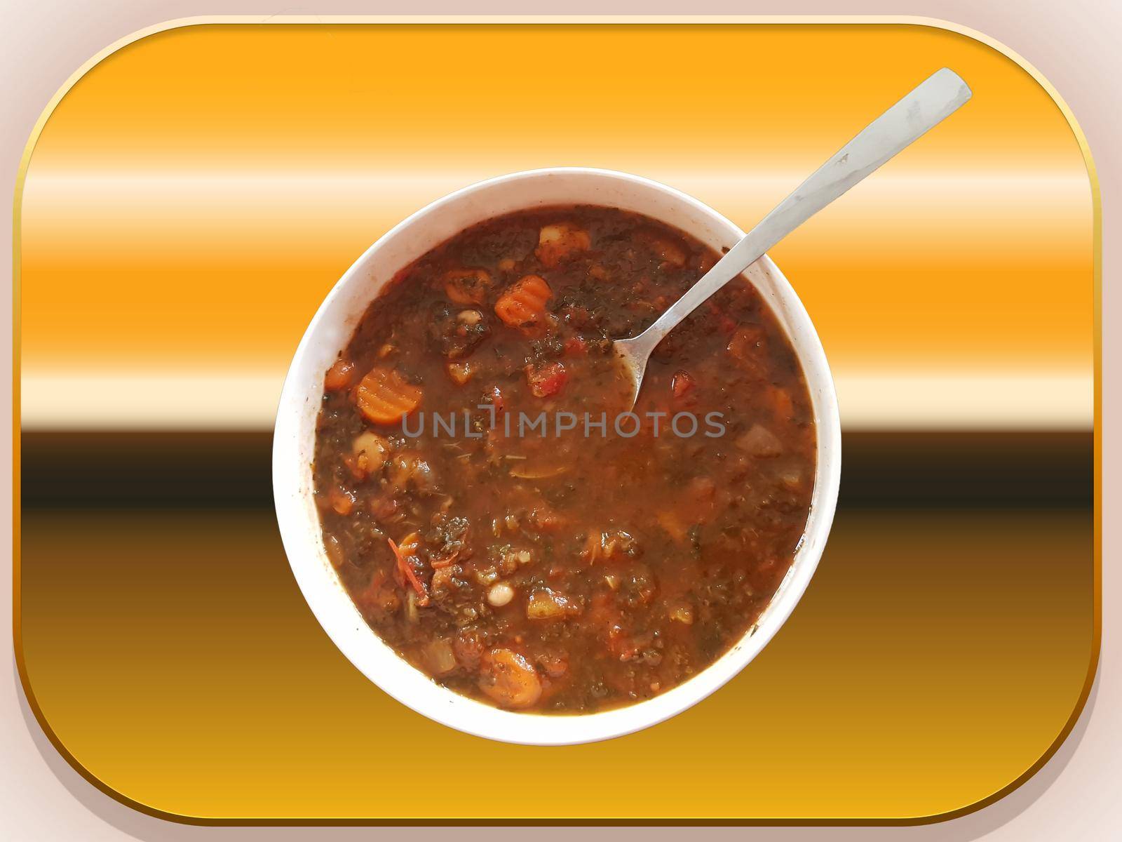 Gazpacho soup with spicy roasted chickpeas on a dark background. Healthy vegetarian diet weight loss concept
