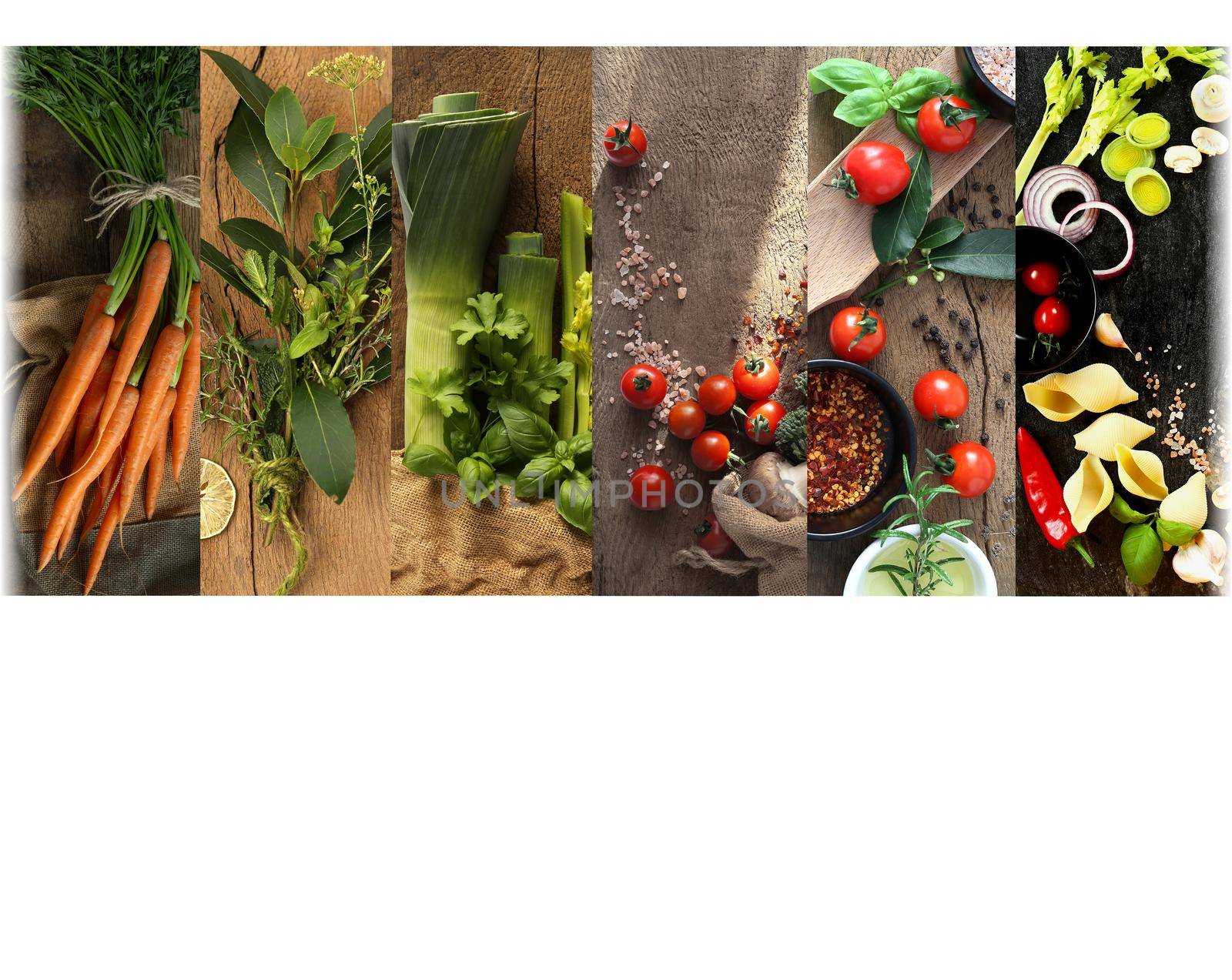 collection, collage of colorful fresh vegetables on old wood background