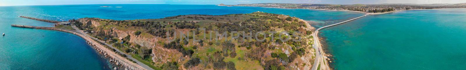 Panoramic aerial view of Granite Island and Victor Harbour, Australia by jovannig