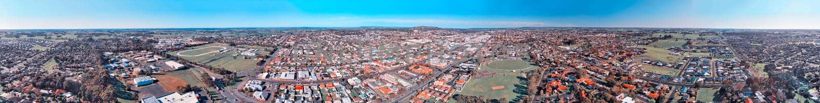 Panoramic aerial view of Mt Gambier skyline on a beautiful day, Australia by jovannig