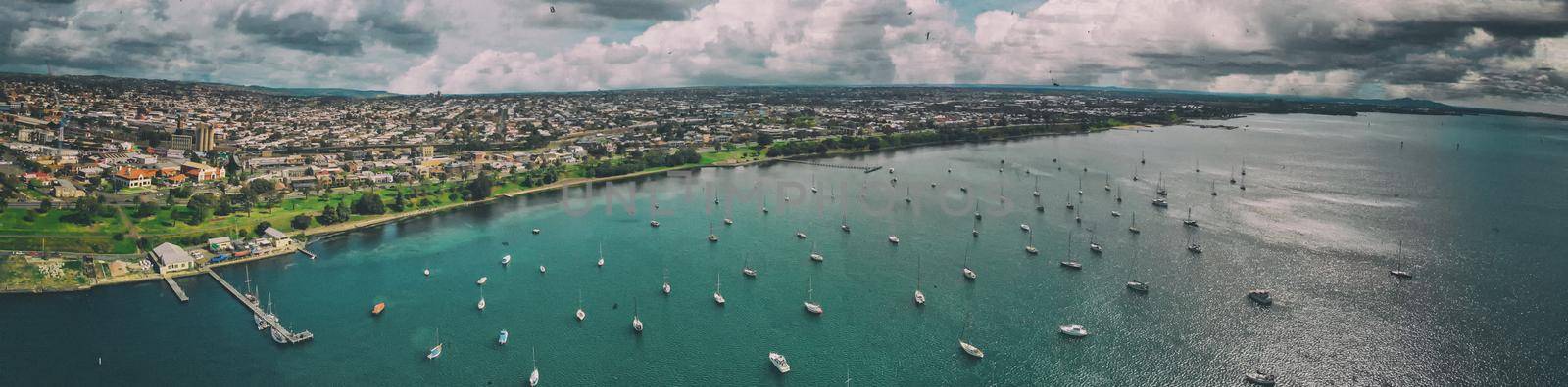 Panoramic aerial view of Geelong coastline in Victoria, Australia by jovannig