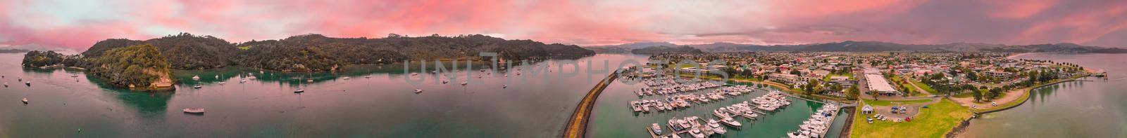 Panoramic aerial view of Whitianga and Mercury Bay, New Zealand North Island by jovannig