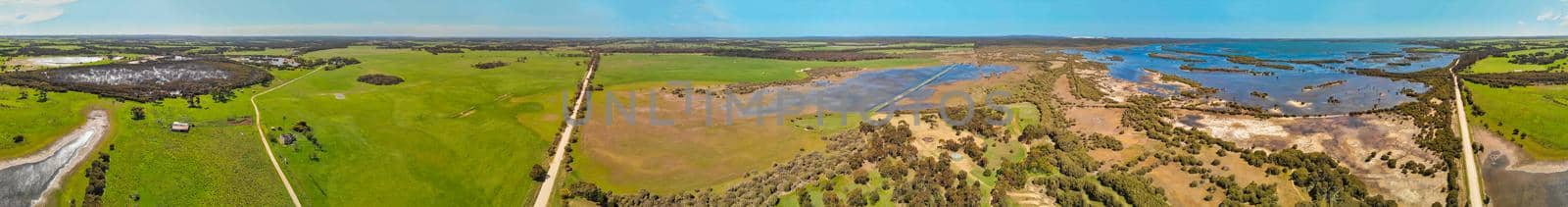 Panoramic aerial view of New Zealand North Island countryside by jovannig