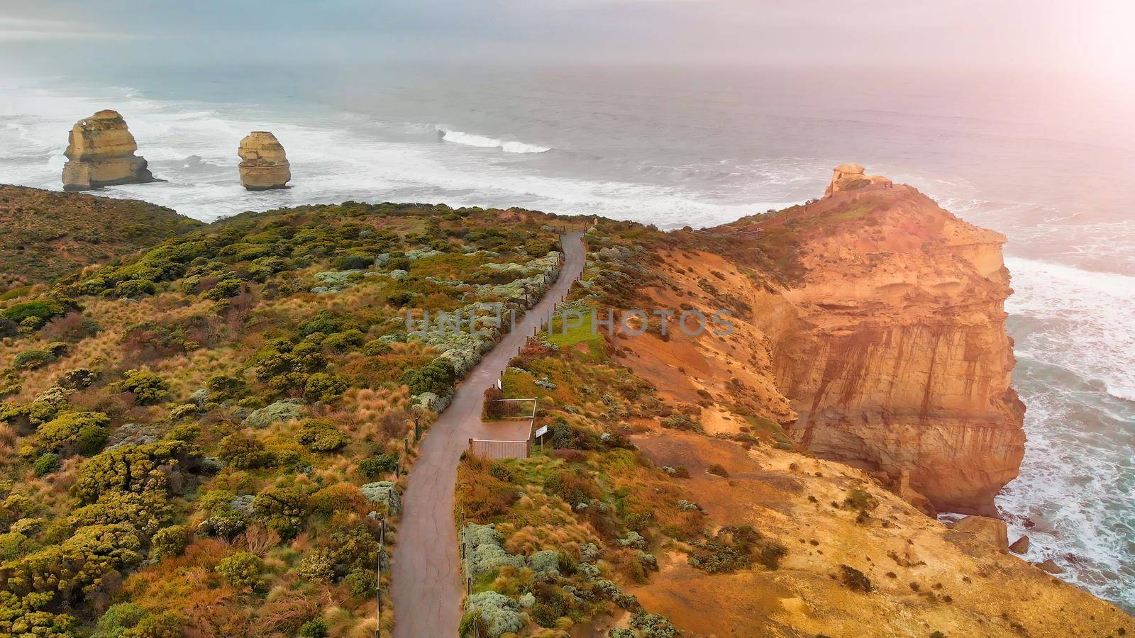 Gibson Steps, Twelve Apostles. Aerial view of beautiful australian coastline by jovannig
