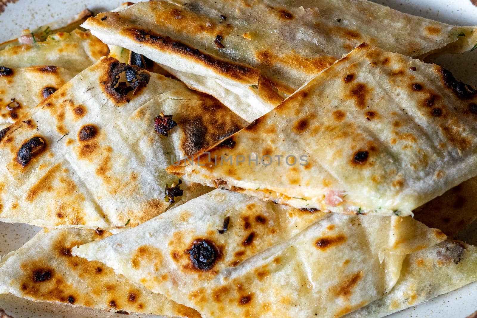Beautifully grilled pieces of pita bread