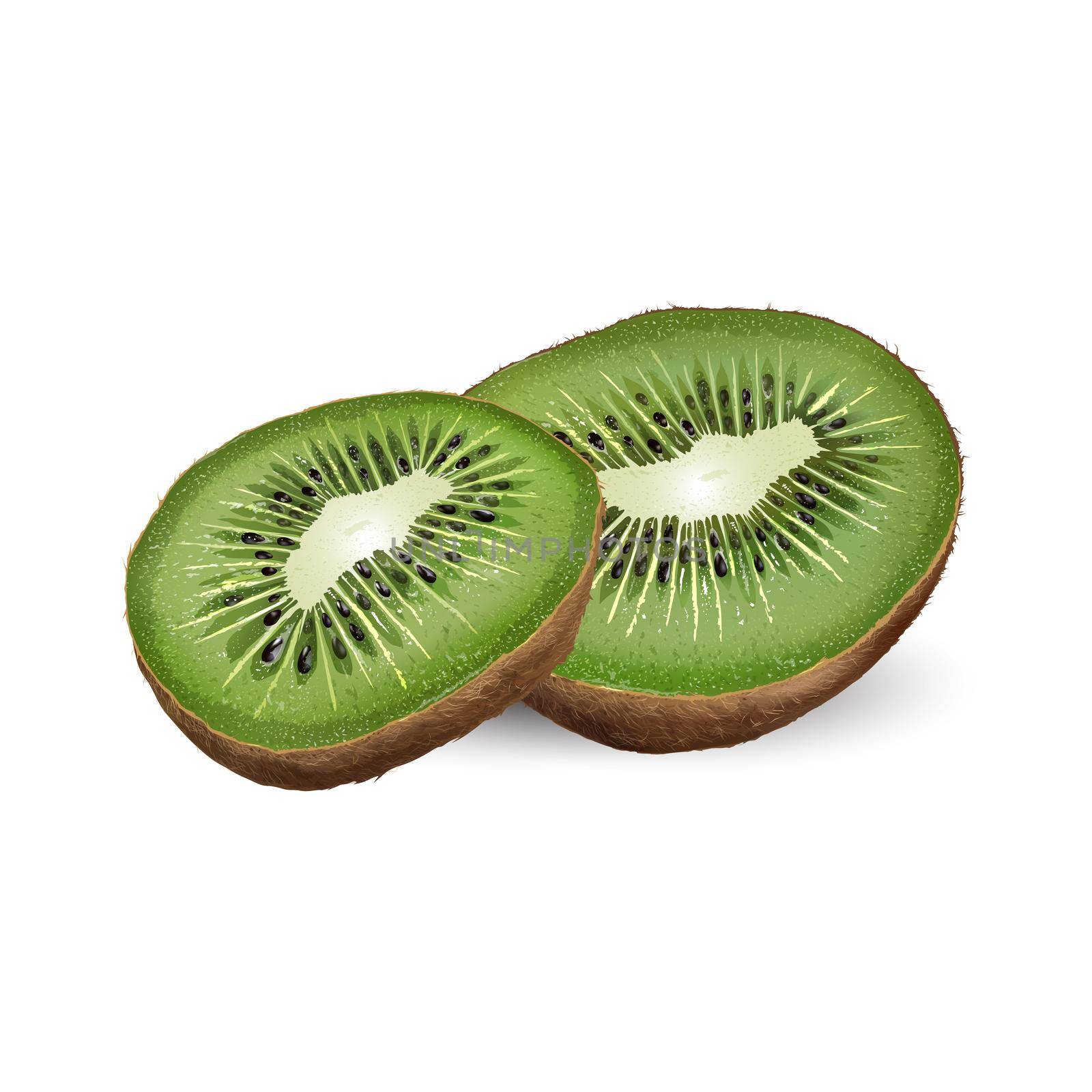 Sliced ripe kiwi on a white background. by ConceptCafe