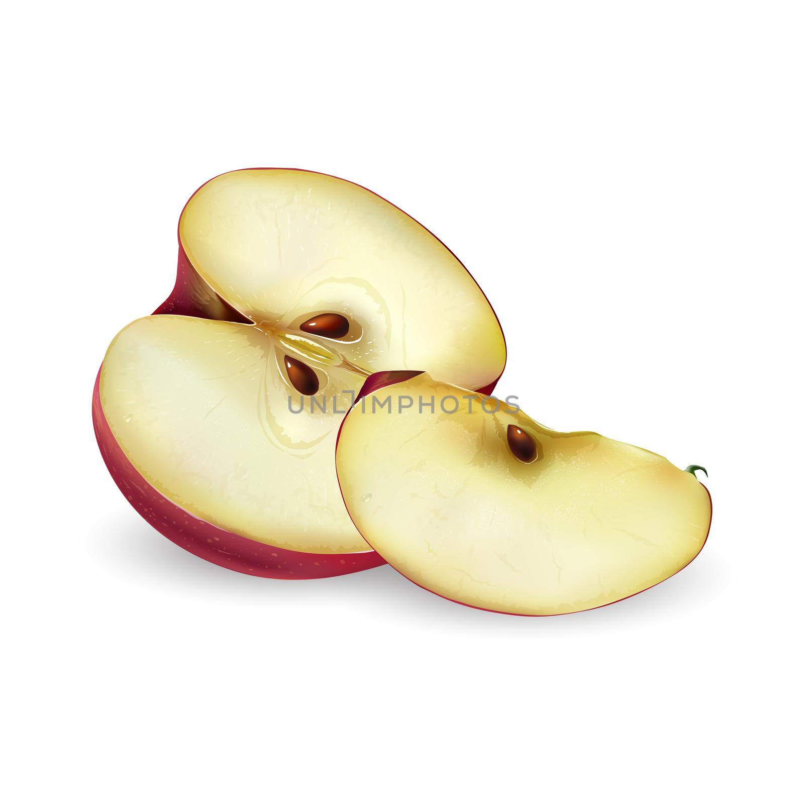 Sliced red apple on a white background. by ConceptCafe