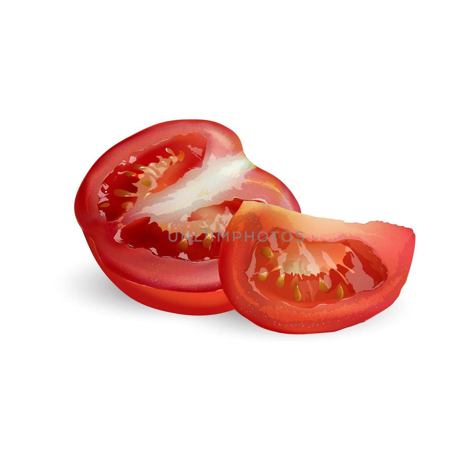 Sliced red tomato on a white background. by ConceptCafe