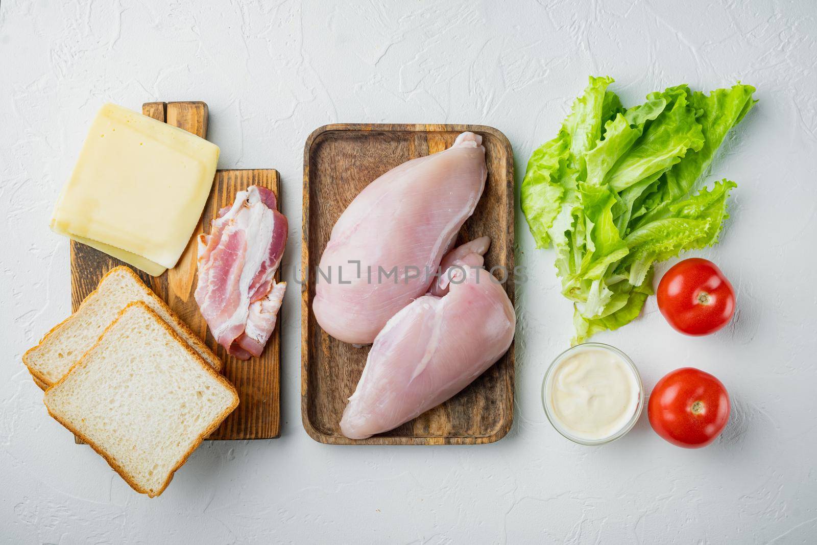 Club sandwich ingredient, on white background