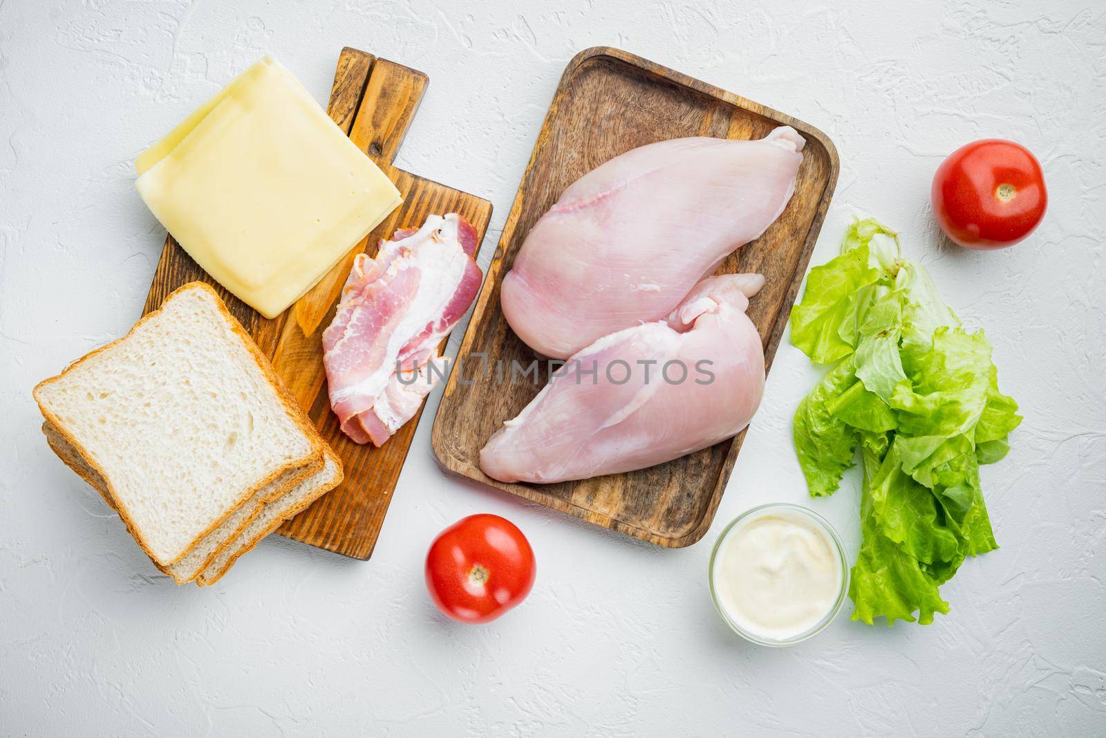 Club sandwich ingredient, on white background